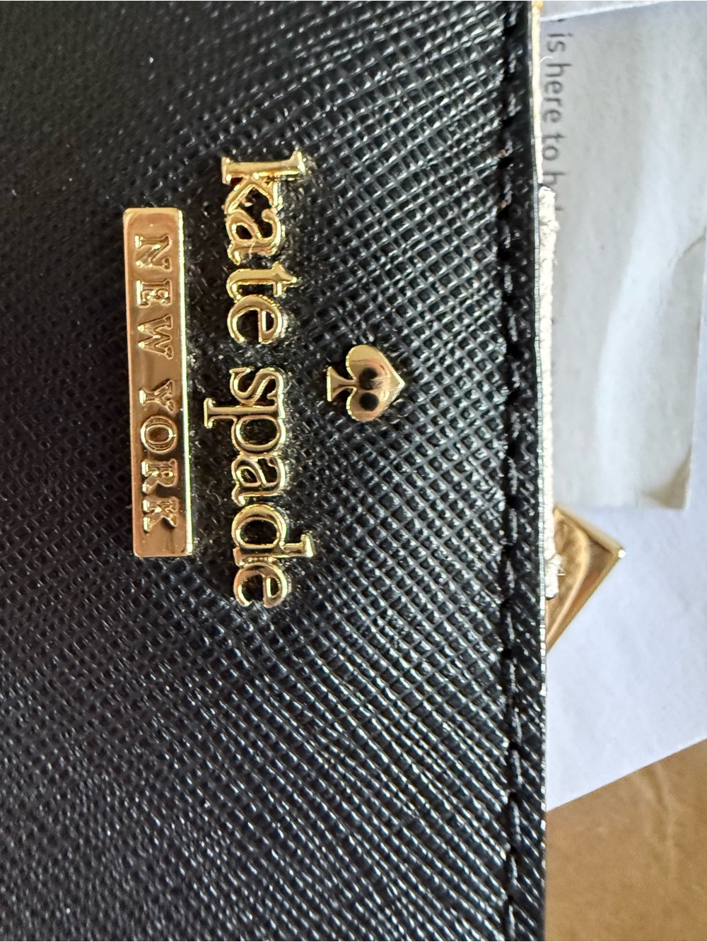 Kate Spade New York Colorblock Saffiano Leather Wallet Black Beige Gold